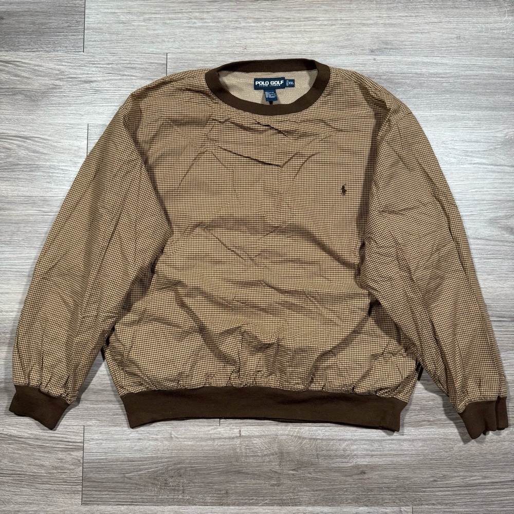 Men’s Vintage Polo Golf Ralph Lauren Houndstooth Crewneck Windbreaker Size XXL